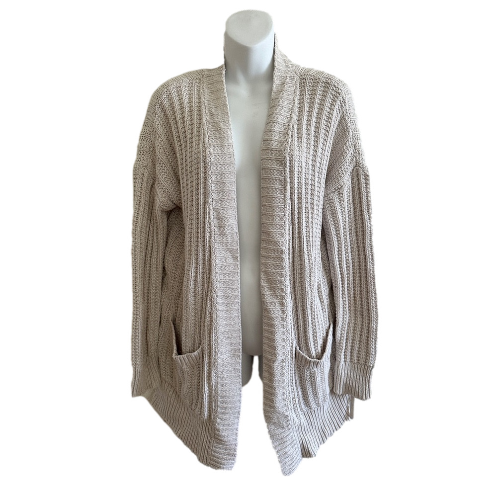 Express Cream Tan Knit Woven Braided Women’s Sweater Cardigan Loose Size Small